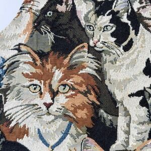 ON TOUR Womens Large Novelty Cat Tapestry Vest Blazer Style VNeck